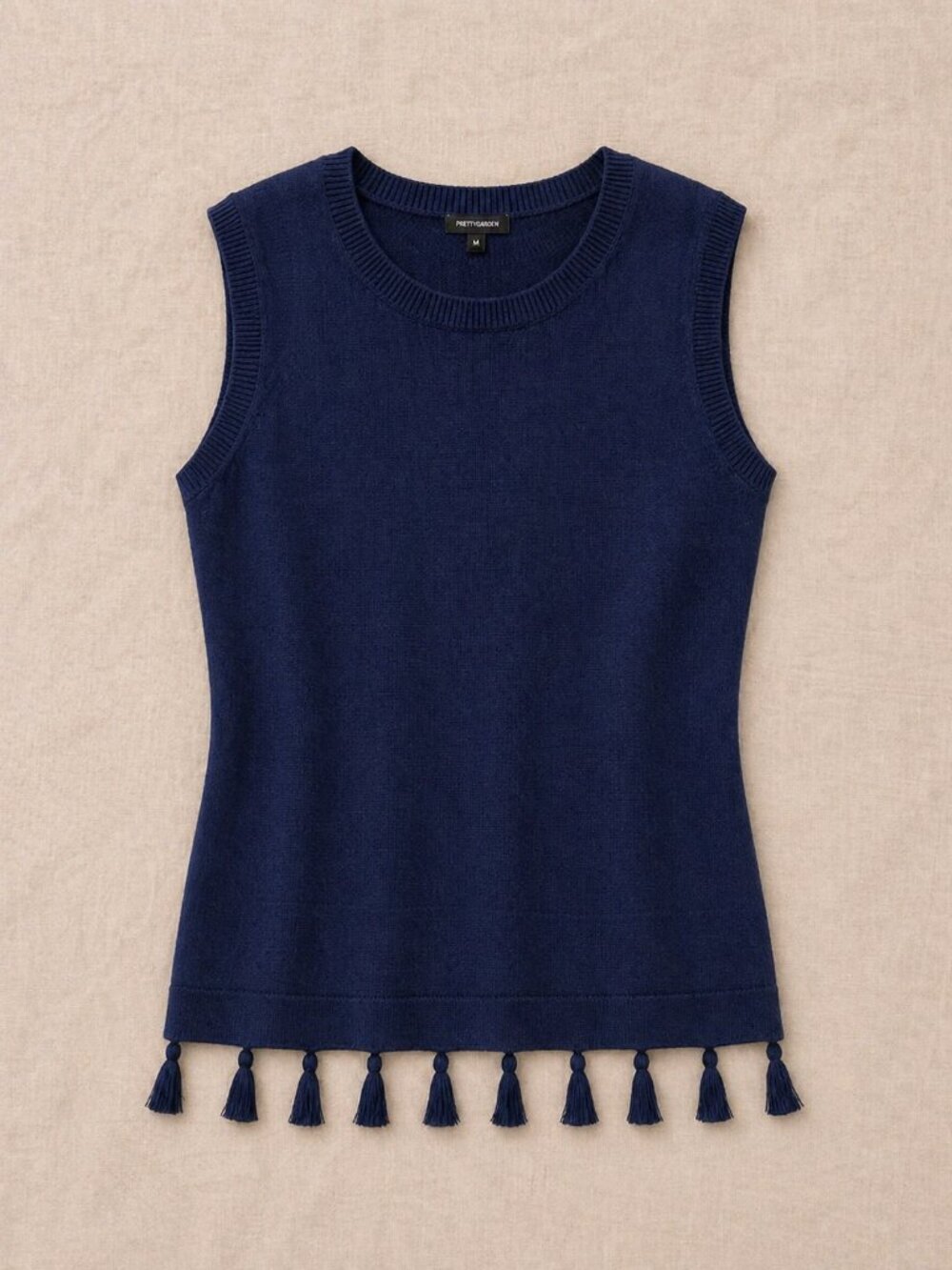 Talbots Navy Sleeveless Tank with Tassel Hem Medium NWT Resort Beach Travel